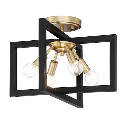 Designers Fountain 14.75in Xander 4-Light Aged Warm Brass Ceiling Light Semi Flush Mount 92811-AWB
